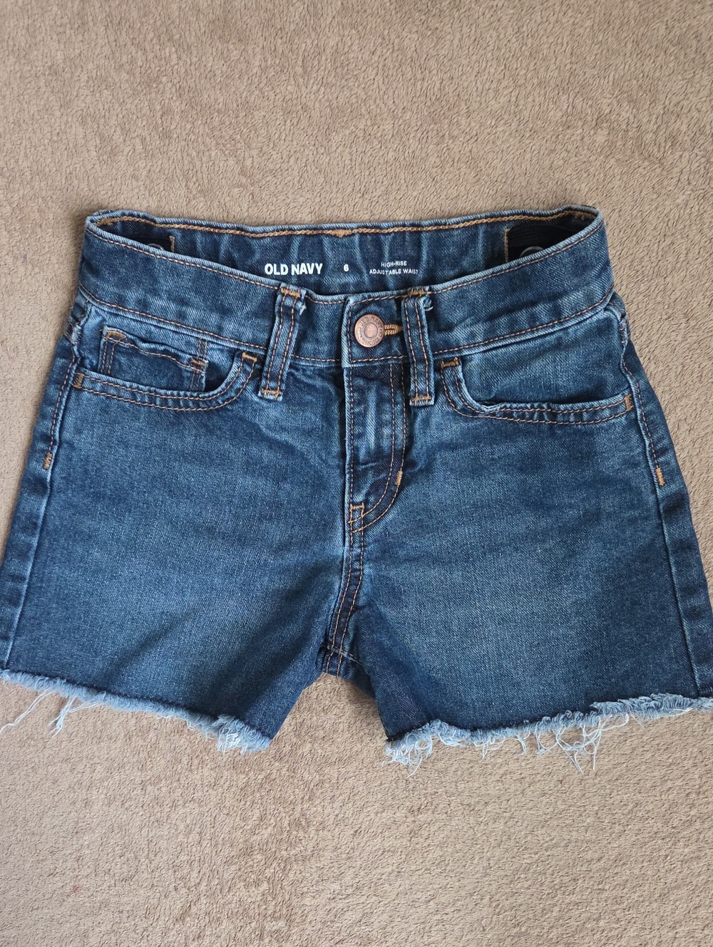 Kids Old Navy Blue Frayed Hem Denim Shorts- Size 6